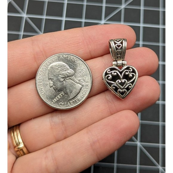 Sterling Silver 925 Openwork Swirl HEART Love Symbol PENDANT - Picture 7 of 11